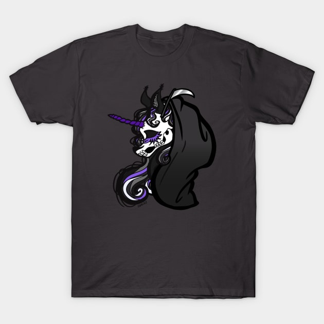 Grim Reaper Unicorn T-Shirt by Jan Grackle